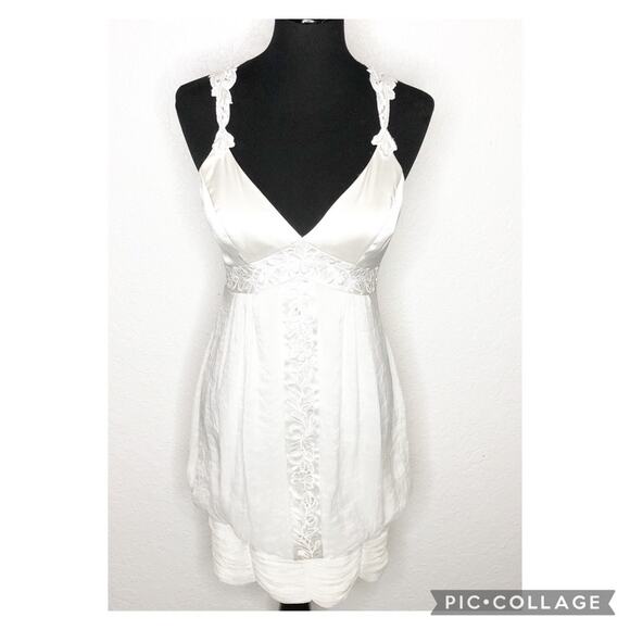 Sue Wong white lace applique bubble skirt sleeveless dress size 4 - Picture 1 of 16